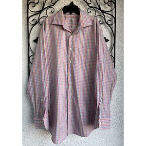 Peter Miller Plaid Collard Button Up Short - Size Large - Multicolored